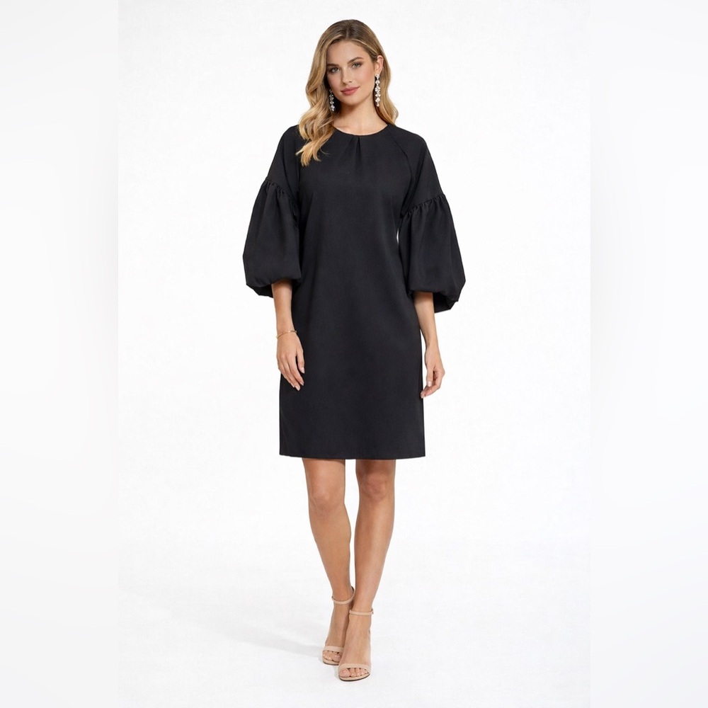 Hunter Bell Black Balloon‎ Sleeve Dressy Occasion Knee Length Shift Dress Size 6